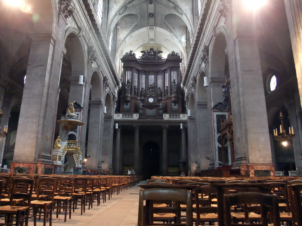 Nave, Pulpit and Organ of the Church of Saint-Sulpice