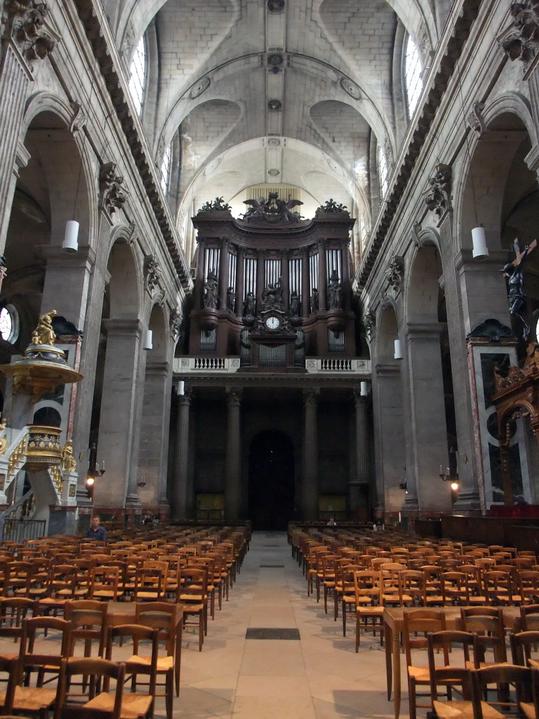Nave, Pulpit and Organ of the Church of Saint-Sulpice