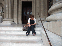 Miaomiao in front of the Church of Saint-Sulpice