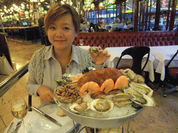 Miaomiao with seafood in the restaurant `L`Européen` in the Boulevard Diderot