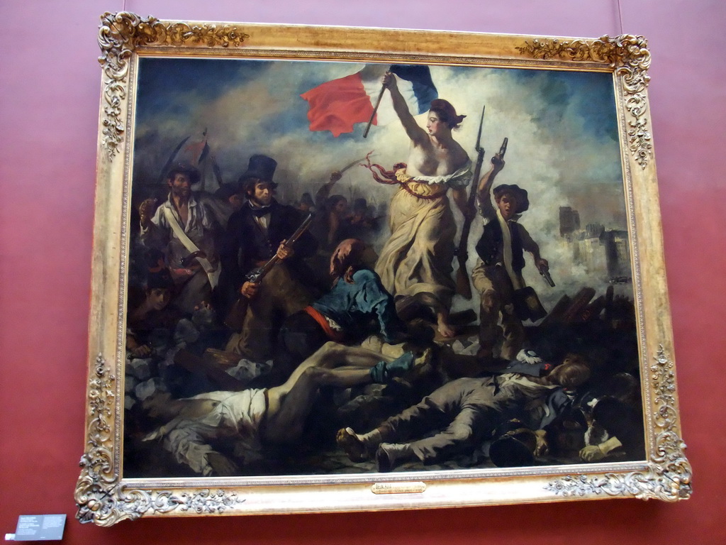 Painting `La Liberté guidant le peuple` by Eugène Delacroix, on the First Floor of the Denon Wing of the Louvre Museum