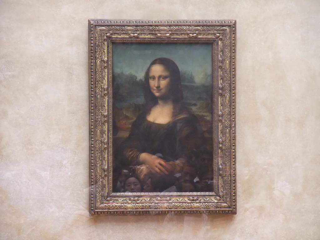 Painting `Mona Lisa` by Leonardo da Vinci, on the First Floor of the Denon Wing of the Louvre Museum