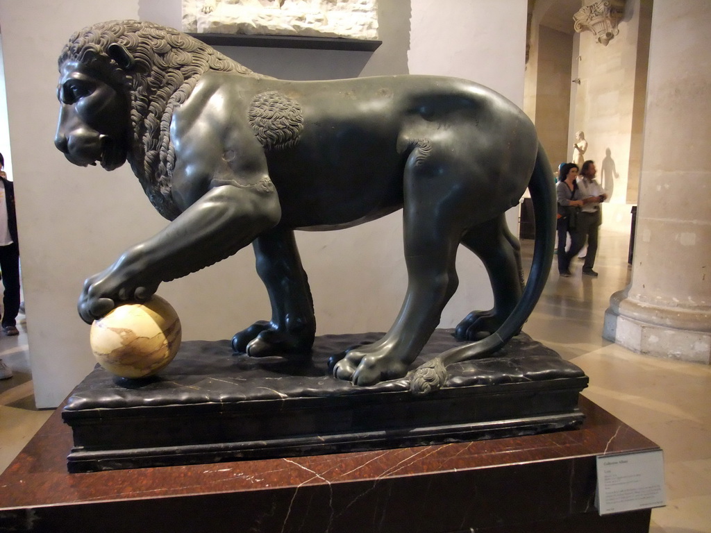 Lion statue in the Salle du Manège room on the Ground Floor of the Denon Wing of the Louvre Museum