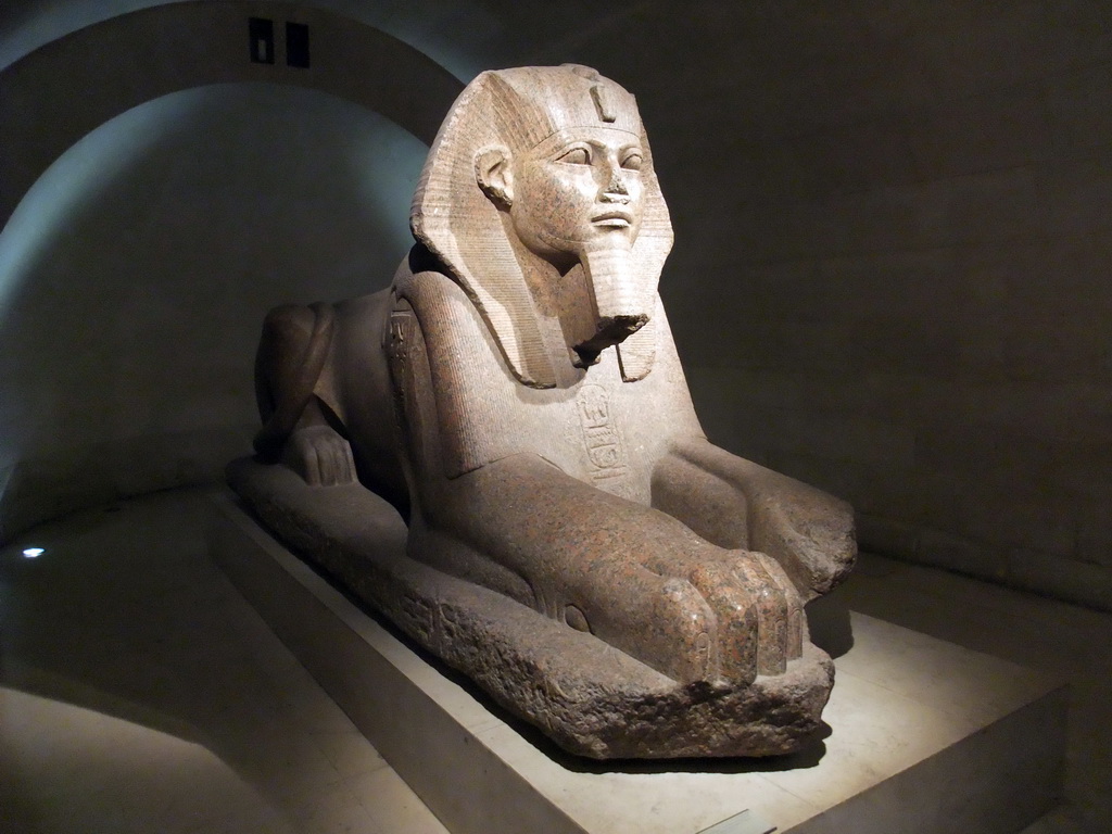 The Great Sphinx of Tanis in the Crypt of the Sphinx, on the Lower Ground Floor of the Sully Wing of the Louvre Museum