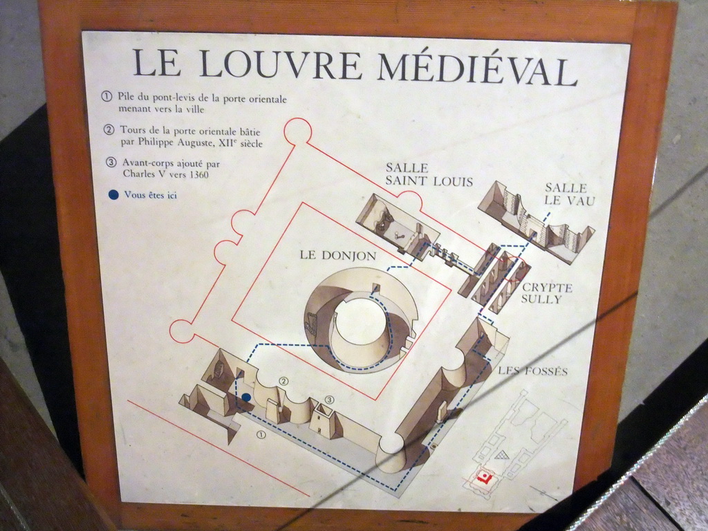 Map of the remains of the Medieval Louvre, on the Lower Ground Floor of the Sully Wing of the Louvre Museum