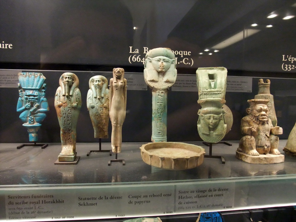 Small Egyptian objects, on the Ground Floor of the Sully Wing of the Louvre Museum
