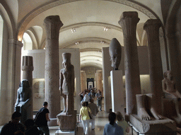 Egyptian statues, in Room 12 (Temple Room) of the Ground Floor of the Sully Wing of the Louvre Museum
