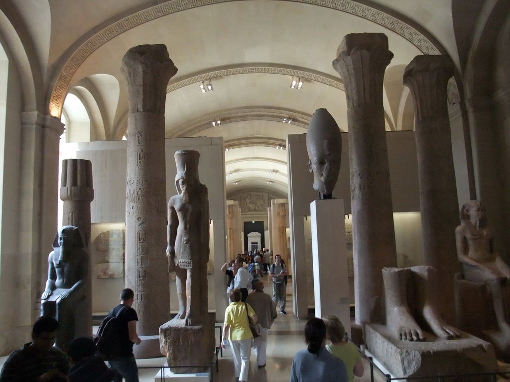 Egyptian statues, in Room 12 (Temple Room) of the Ground Floor of the Sully Wing of the Louvre Museum