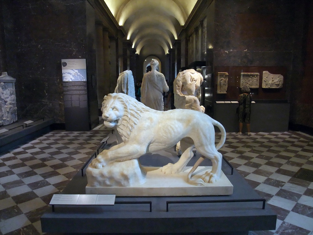 Greek statue of a Lion, on the First Floor of the Sully Wing of the Louvre Museum
