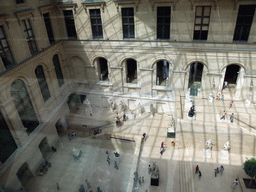 Hall with 18th-19th century French sculptures, on the Ground Floor of the Richelieu Wing of the Louvre Museum, viewed from above