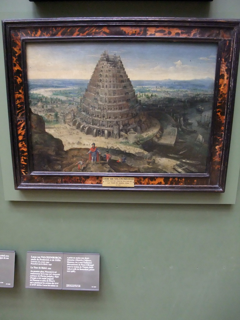 Painting `Toren van Babel` by Lucas van Valckenborgh, on the Second Floor of the Richelieu Wing of the Louvre Museum