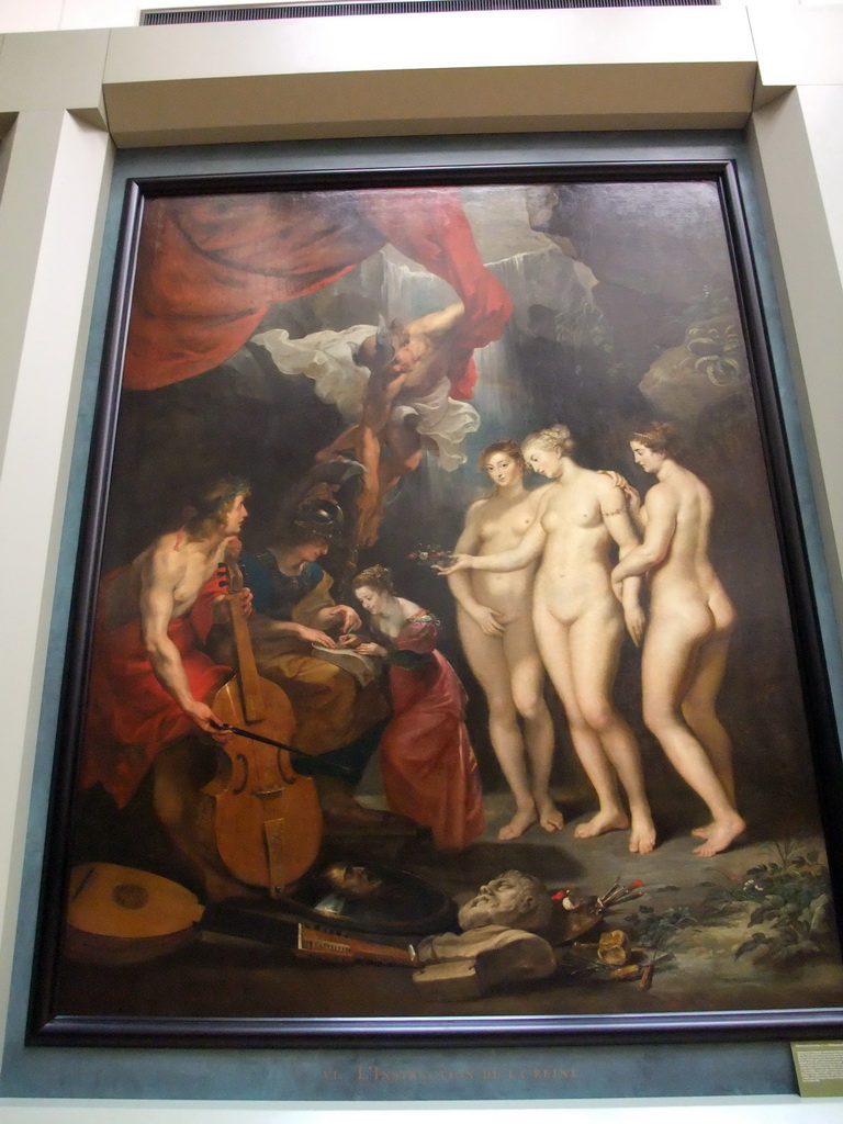 Painting `Education of the Princess` by Peter Paul Rubens, in the Galerie Médicis on the Second Floor of the Richelieu Wing of the Louvre Museum