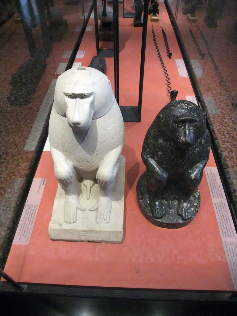 Egyptian statues of baboons, on the Ground Floor of the Sully Wing of the Louvre Museum