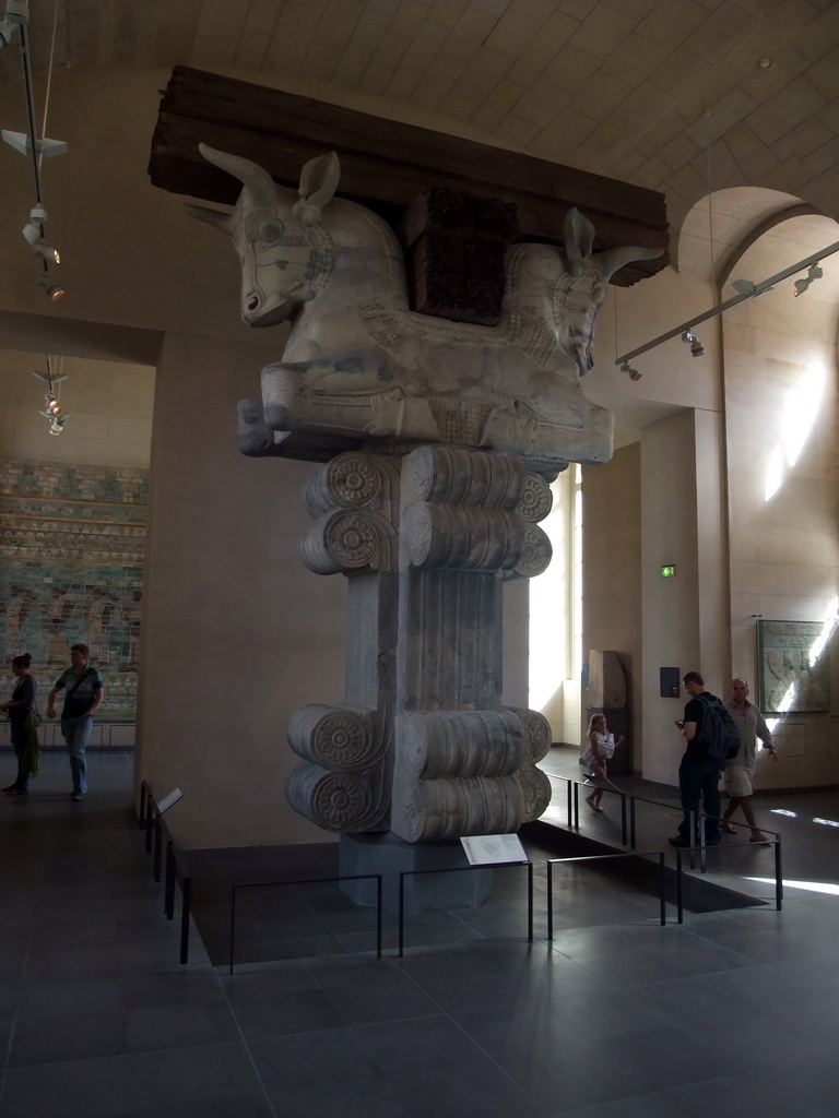 Capital of Apadana from Darius I`s palace at Susa (Persia), on the Ground Floor of the Sully Wing of the Louvre Museum