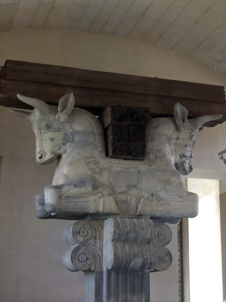 Capital of Apadana from Darius I`s palace at Susa (Persia), on the Ground Floor of the Sully Wing of the Louvre Museum