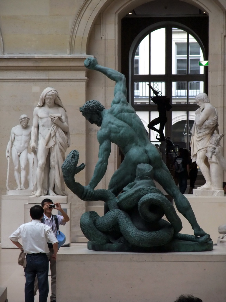Sculpture `Heracles battling Achelous`, in the Hall with 18th-19th century French sculptures, on the Ground Floor of the Richelieu Wing of the Louvre Museum