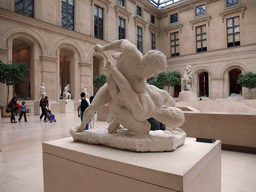 Sculpture `Uffizi Wrestlers` by Philippe Magnier, in the Hall with 18th-19th century French sculptures, on the Ground Floor of the Richelieu Wing of the Louvre Museum