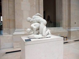 Sculpture `Uffizi Wrestlers` by Philippe Magnier, in the Hall with 18th-19th century French sculptures, on the Ground Floor of the Richelieu Wing of the Louvre Museum