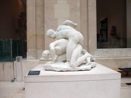 Sculpture `Uffizi Wrestlers` by Philippe Magnier, in the Hall with 18th-19th century French sculptures, on the Ground Floor of the Richelieu Wing of the Louvre Museum