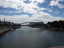 The Viaduc d`Austerlitz bridge over the Seine river, viewed from the Pont d`Austerlitz bridge