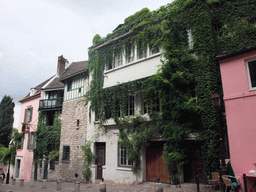Houses in the Rue de l`Abreuvoir street on the Montmartre hill
