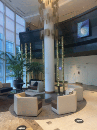 Interior of the lobby at the ground floor of the Pullman Paris La Défense hotel