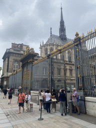 Entrance gate to the Palais de Justice de Paris courthouse and the Sainte-Chapelle chapel at the Boulevard du Palais