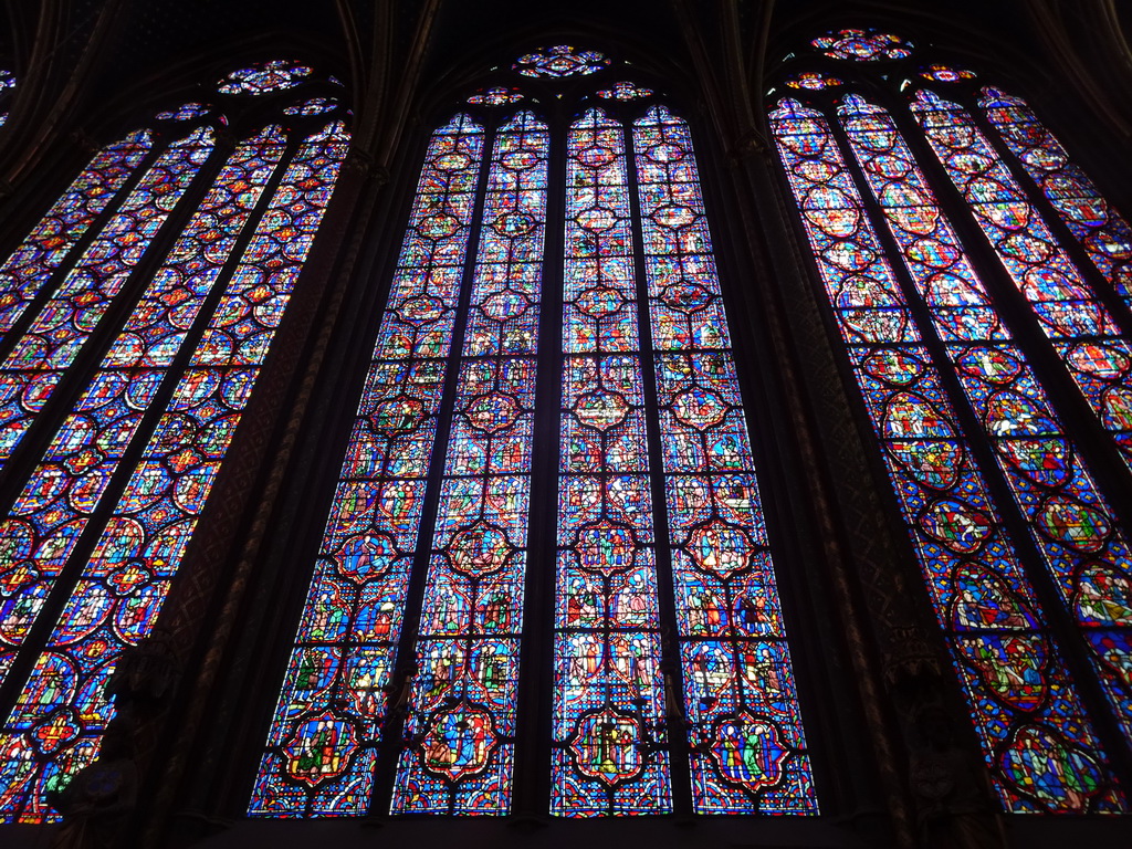 Stained glass windows at the nave of the Upper Chapel of the Sainte-Chapelle chapel