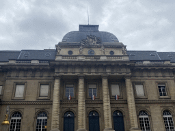 Facade of the Palais de Justice de Paris courthouse at the Boulevard du Palais