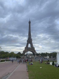 The Jardins du Trocadéro gardens and the northwest side of the Eiffel Tower