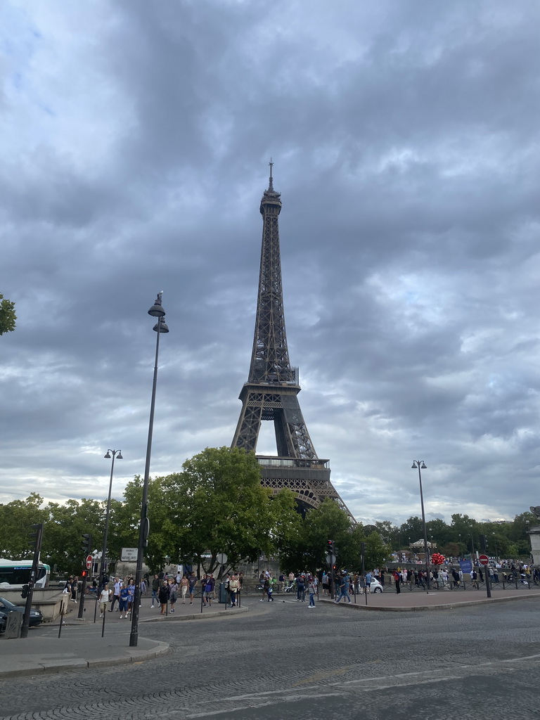 The northwest side of the Eiffel Tower, viewed from the Avenue de New York