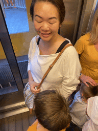 Miaomiao and Max in the elevator from the Ground Floor to the Second Floor of the Eiffel Tower