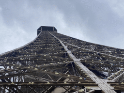 The top of the Eiffel Tower, viewed from the Second Floor