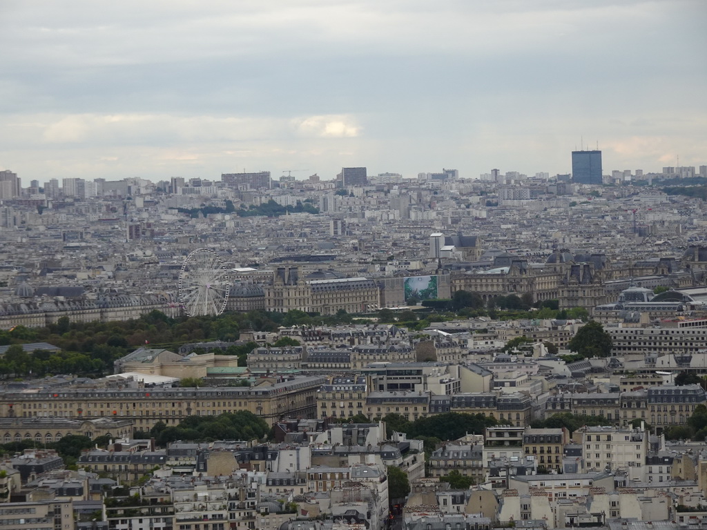 Ferris Wheel at the Jardin du Carrousel garden and the Louvre Museum, viewed from the Second Floor of the Eiffel Tower