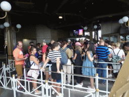 People waiting in line for the elevator from the Second Floor to the Top Floor of the Eiffel Tower