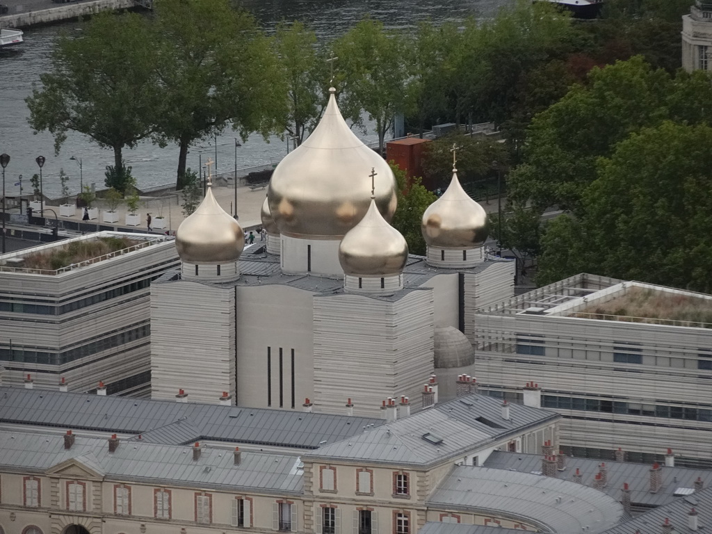 The Cathédrale de la Sainte-Trinité de Paris cathedral, viewed from the Second Floor of the Eiffel Tower