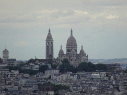 The Basilique du Sacré-Coeur church on the Montmartre hill, viewed from the Second Floor of the Eiffel Tower