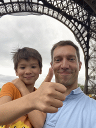 Tim and Max at the Ground Floor of the Eiffel Tower