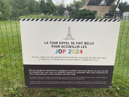 Information on the Eiffel Tower getting a makeover before hosting the 2024 Olympic and Paralympic Games at the Jardin de la Tour Eiffel garden