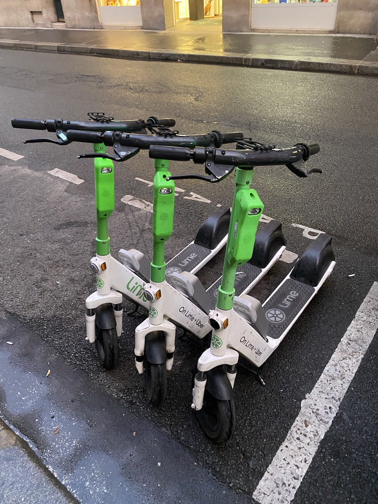 Motor scooters at the Rue de Grenelle street