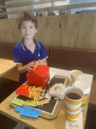 Max at the McDonald`s restaurant at the Aire de Ressons rest stop at Ressons-sur-Matz