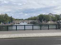 The Pont Louis-Philippe over the Seine river and the Île Saint-Louis island, viewed from the Pont d`Arcole bridge