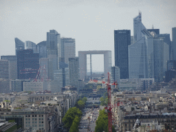 The Avenue de la Grande Armée and the La Défense district with the Grande Arche de la Défense building, viewed from the roof of the Arc de Triomphe