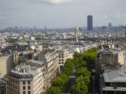 The Avenue Marceau, the American Cathedral in Paris, the Hôtel des Invalides building and the Tour Montparnasse tower, viewed from the roof of the Arc de Triomphe