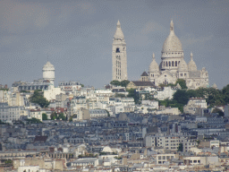 The Basilique du Sacré-Coeur church on the Montmartre hill, viewed from the roof of the Arc de Triomphe