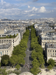 The Avenue de Friedland, the Église Saint-Augustin church and the Montmartre hill with the Basilique du Sacré-Coeur church, viewed from the roof of the Arc de Triomphe