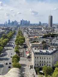 The Avenue de la Grande Armée, the La Défense district with the Grande Arche de la Défense building and the Hyatt Regency Paris Étoile hotel, viewed from the roof of the Arc de Triomphe