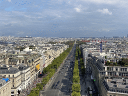 The Avenue des Champs-Élysées, the Place de la Concorde square with the Luxor Obelisk, the Louvre Museum, the Centre Georges Pompidou and the Cathedral Notre Dame de Paris, viewed from the roof of the Arc de Triomphe