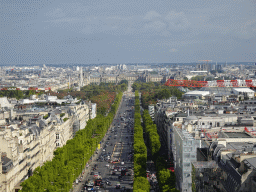 The Avenue des Champs-Élysées, the Place de la Concorde square with the Luxor Obelisk, the Louvre Museum, the Centre Georges Pompidou and the Cathedral Notre Dame de Paris, viewed from the roof of the Arc de Triomphe