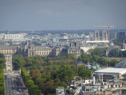 The Avenue des Champs-Élysées, the Place de la Concorde with the Luxor Obelisk, the Louvre Museum and the Cathedral Notre Dame de Paris, viewed from the roof of the Arc de Triomphe